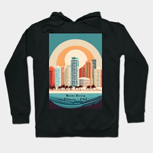 Minimal Vintage Retro Miami Beach Sunset Skyline Hoodie